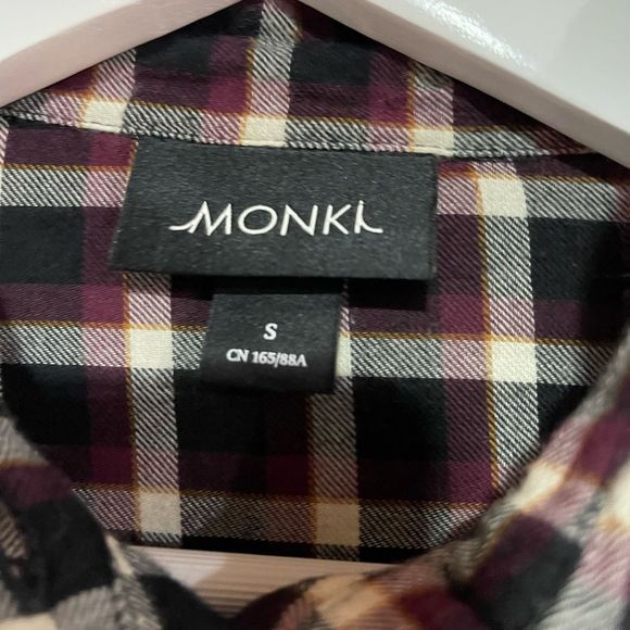 Monki Plaid Frill Ruffle Button-down Top Medium - Picture 9 of 10